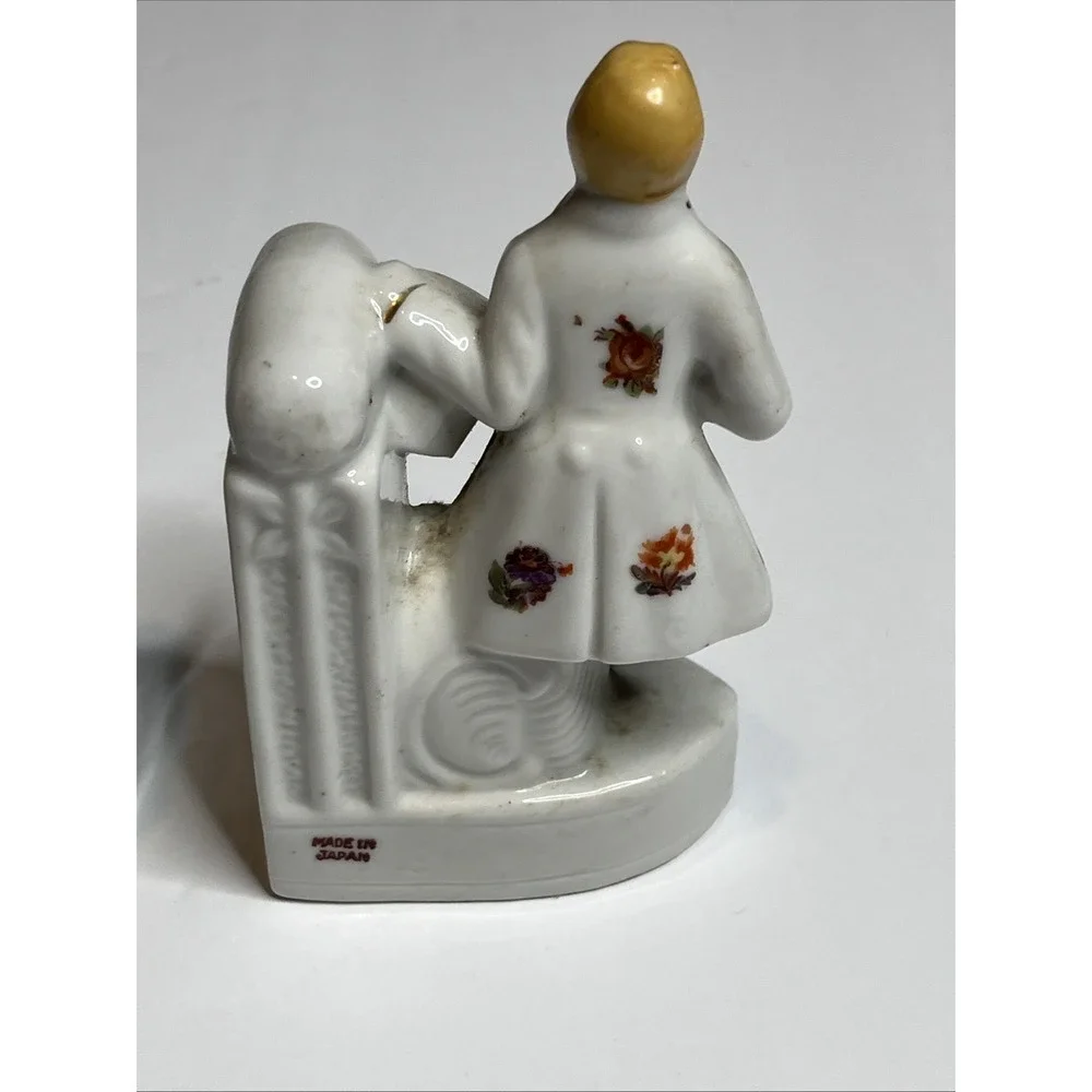 Vintage Figural Bookends Decor Man & Woman Floral Porcelain Made In Japan